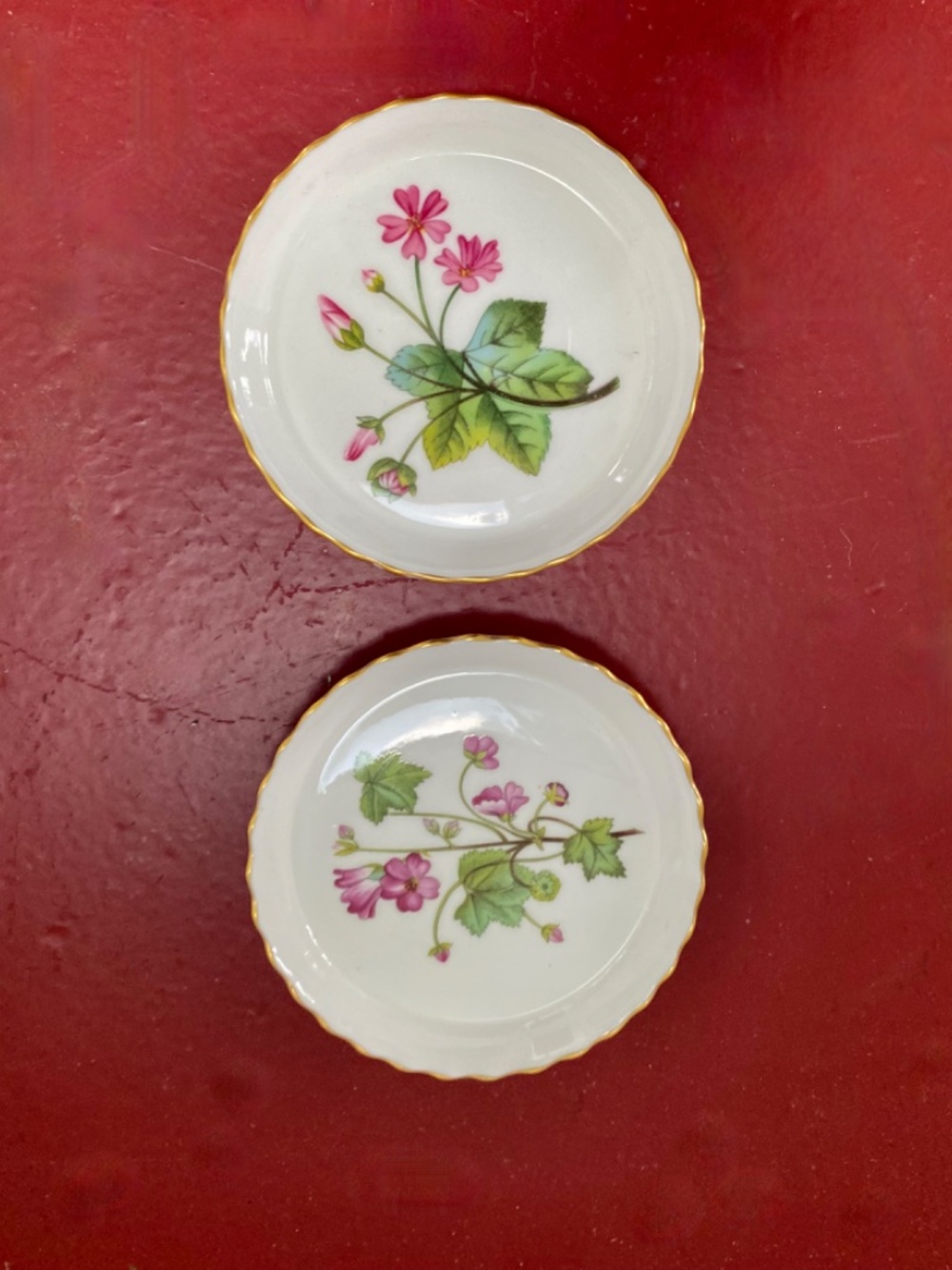 Vintage Minton Coasters. 2p, Bone China Dishes "Meadow" Pattern. England  Malva
